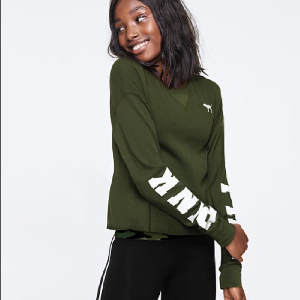 NWOT VS PINK GREEN WAFFLE KNIT SWEATER